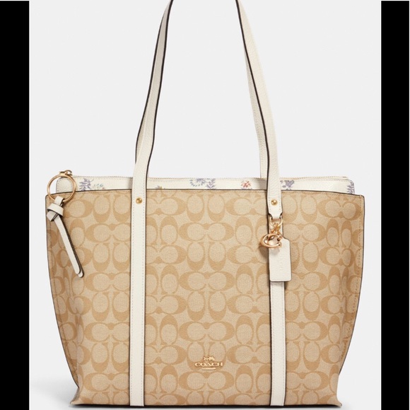 Coach May Tote Signature Canvas Dandelion Flrl Pnt - Picture 2 of 16